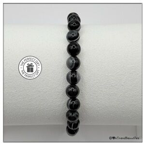 Black Eyed Agate Semi-Precious Bead Bracelet